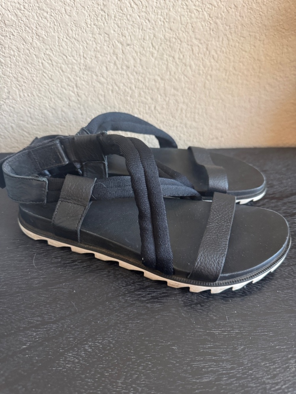 Sorel Roaming Decon‎ Flat Backstrap Sandals Black Women’s Size 8